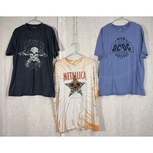 TShirt Lot of 3 2X XL Men's Metallica King‎ Nothing Tie Dye Lynyrd Skynyrd AC/DC